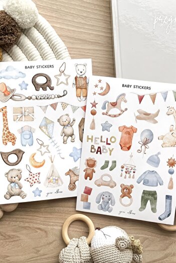 Grafikup 4 Sheets Baby Sticker Set - Sticker Set for Baby Decorations