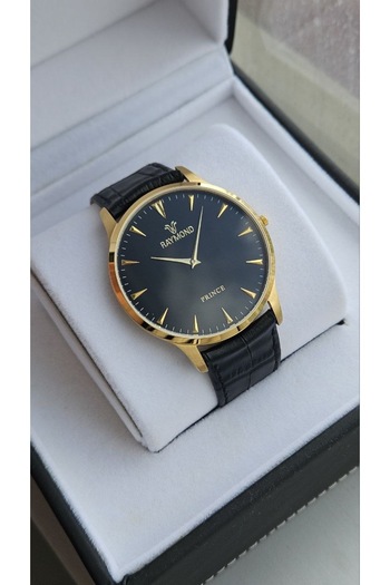 Raymond Rym-631494 Quartz Classic Men's Watch - Slim Case - New Season Gold-Black-Gold