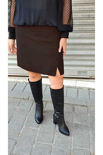Butik Short, Above Knee Slit Puerto Rican Fabric Pencil Skirt Skirt Length 55 cm