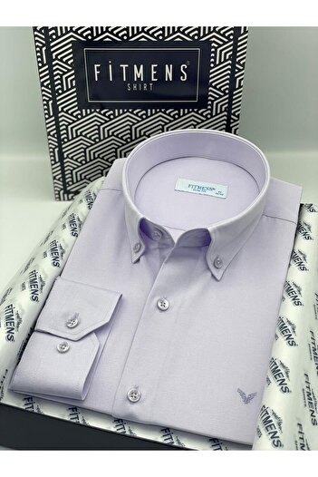 Fitmens Slim Fit Uzun Kol Pamuklu Hediye Kutulu Kolay Ütülenebilir Erkek Gömlek FS-002225 - Lila