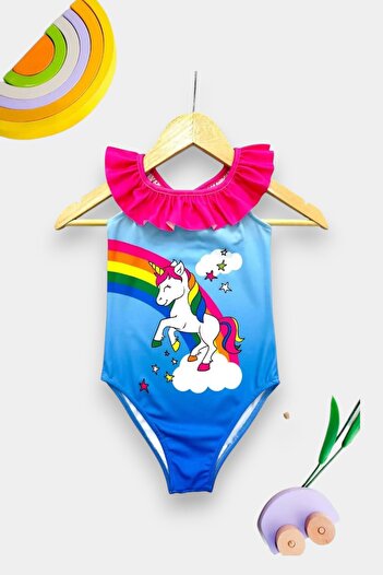 My Kids Wear Girl's Swimsuit with Cross Ruffle Straps