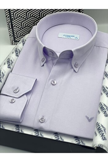 Fitmens Slim Fit Uzun Kol Pamuklu Hediye Kutulu Kolay Ütülenebilir Erkek Gömlek FS-002225 - Lila