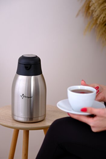Penguen 2L Stainless Steel Thermos - Keep Warm & Cold, Latch Lid, Bpa Free