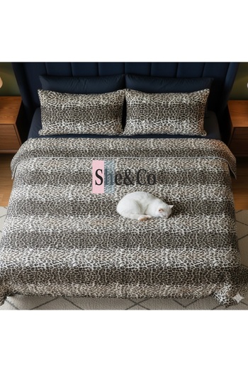 She&Co Double 100% Cotton Quilt, Pink Set - Leopard