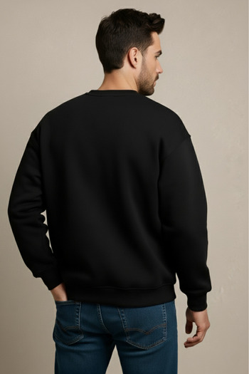 JUSTEVER Ανδρικό φούτερ Crew Neck Κεντημένο Raised Fleece Εσωτερικό Μαύρο - Volar