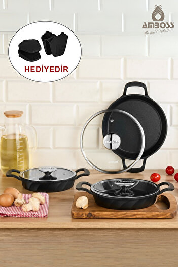 Amboss 6 Piece Cast Iron Cookware Set with Quartz Glass Lid
