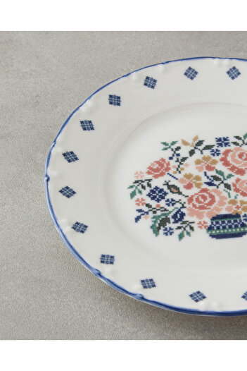 English Home Pixel Porselen 4'lü Pasta Tabağı 19 cm Renkli
