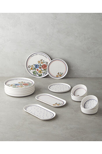 English Home Linea Ceramic Breakfast Set 14 Pieces 6 People Colorful