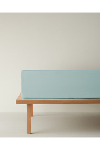 English Home Novella Premium Soft Cotton Double Fitted Sheet 160X200 cm Light Blue