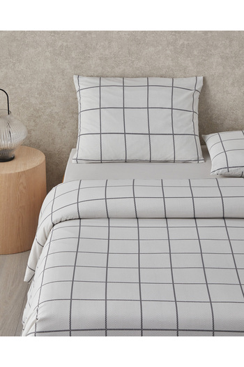 English Home Plaid Wave Easy-Iron Double Duvet Cover Set 200X220 cm Gray