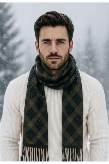 Suyutti Men's Warm Patterned Knitwear Scarf Kaşkol Baklava Pattern