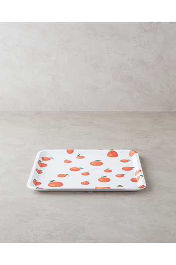 English Home Orange White Orangeis Plastic Tray