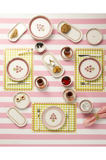 English Home Pink Ceramic Breakfast Set for 6 People - 32 Pieces