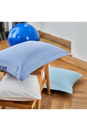 Linens Mix&Match Cotton Satin 2-Piece Standard Pillowcase Set Blue