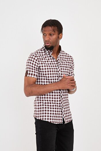 jack carisma Каре с къс ръкав, 100% памук. Мъжка риза Flam Linen Slim Fit с текстурирана прилепнала кройка