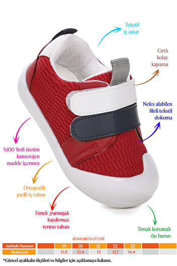 Kiko Kids Textile First Step Velcro Baby Boy Sneakers