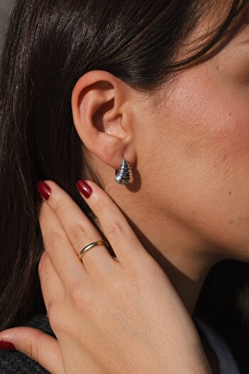 Rumon Minimal Curved Steel Earrings