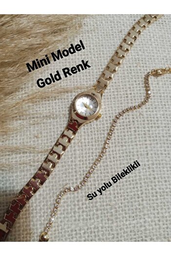 QUARTZ Vintage Women's Wristwatch Retro Minimal Gold Chain Cord Model Bb0134