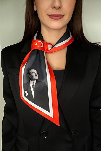 EMAYS DESIGN Ataturk Signature Gray Color Tie Scarf – Photo, Stylish and Meaningful Design