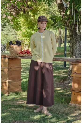 Fatma Atasoy Drawstring Bitter Brown Trench Skirt