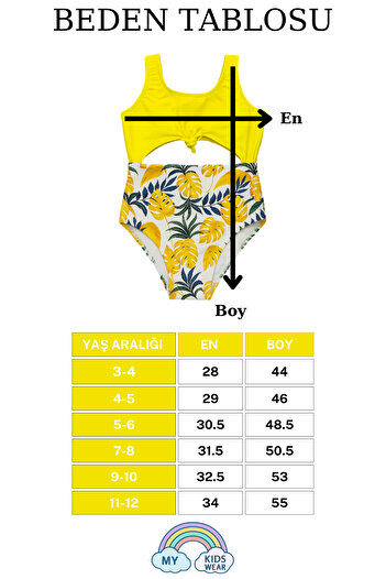 My Kids Wear Girl's Back Detailed Front Tie Patterned Swimsuit