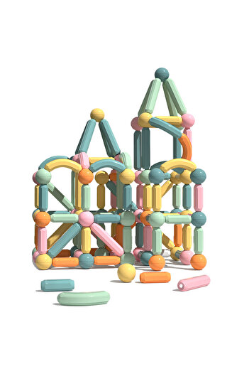 ONSHINE Educational Magnetic Construction Game Sticks Building, 54 Pieces, Multicolor