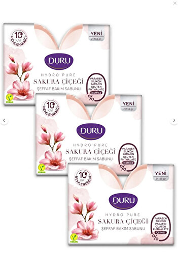 Duru Hydro Pure Sakura Flower Transparent Care Soap 2 x 135 Gr x 3 Packs
