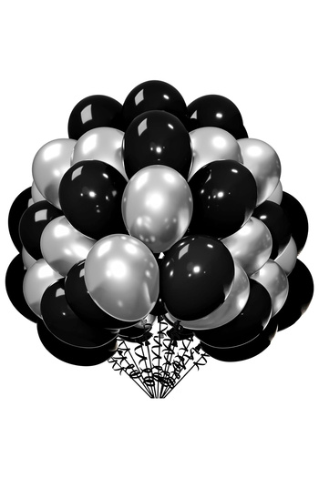 Toyska Set 10 Latex Balloons Chrome, Party Model, 23 cm, Black Silver, 2.2 g