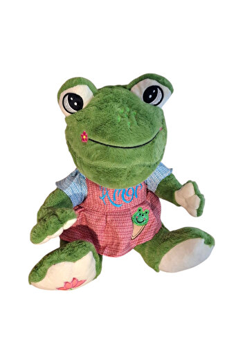 Toyska Happy Frog Plush Toy with Dress, Green, 35 cm