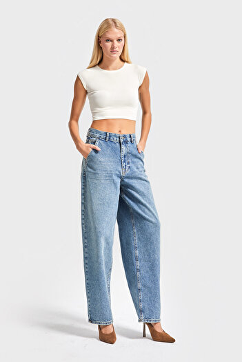 its basic Γυναικείο τζιν παντελόνι σε χρώμα Juniper 17s5-31 Skater Fit Loose Cut