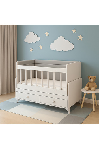 BANANA BABY Yatak Hediyeli Anneyanı Sallanır Sabitlenir Çekmeceli 60*120 Beşik