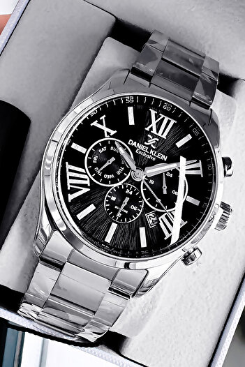 Daniel Klein Men's Wristwatch 3 Atm Water Resistant Exclusive Silver Color Steel Band Natural Stone Bracelet Dke2009C1