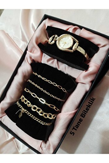 QUARTZ Retro Vintage Model Women's Wristwatch - Gift Black Box - with 5 Bracelets Tt0115