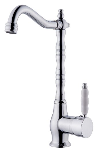 RUDİ ARMATÜR Inox Brass Material - Ceramic Handle - Rustic Kitchen Faucet with Rotating Body