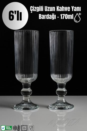 Maloria Lumen Striped Footed Glass Set |   170ml – Pack of 6