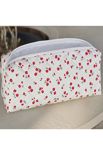 ENS PLASTİK White Tulip Patterned Travel Bag for Hair Stylists - XL Size