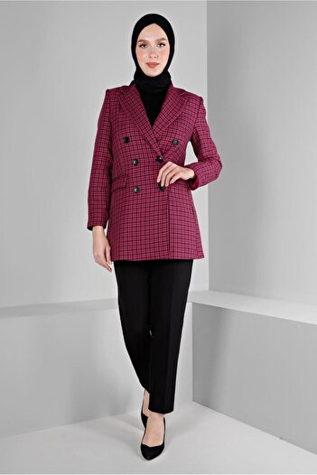 Alvina Plaid Patterned Classic Jacket 43272