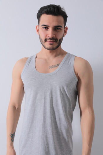ZÜMRÜT YILDIZI 6-Piece Men's Gray Undershirts with Straps, 100% Cotton