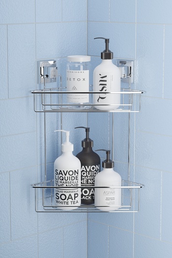 Teknotel ADHESIVE CHROME TWO-LAYER BATHROOM CORNER SHELF CHROME EF257