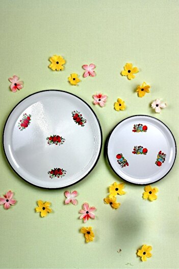 İnci Emaye 70-50 No Enamel Sini Tableware, Food Presentation Tray, Floor Tableware Zinc ~68 cm