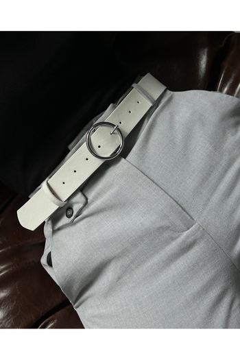 LİA KEMER Round Silver Buckle Women's Waist Belt, Casual Belt, Coat Belt, Pants Belt
