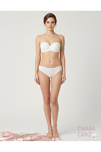 chiara grazia Laser Cut Half Padded No Underwire Strapless Bra Set