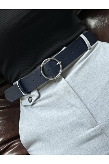 LİA KEMER Round Silver Buckle Women's Waist Belt, Casual Belt, Coat Belt, Pants Belt