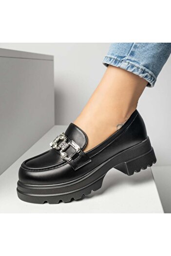 BMoD Women's black casual shoes with a metallic accessory MOD13249
