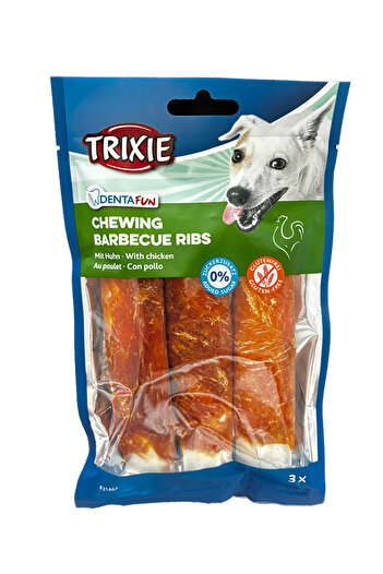 Trixie Dog Treats, Denta Fun, BBQ Chicken Ribs, 12 cm / 3 pcs / 90 g, 31467
