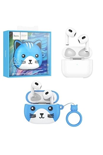 Hoco Casti Wireless Smartix Hoco, Ear Buds, Bluetooth 5.3, Cat Case, 150h StandBy, 300mAh, Albastru