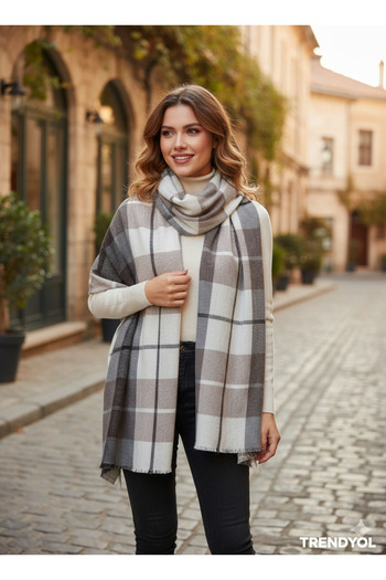 MYZİ STORE Γυναικείο Χοντρό Χειμερινό ΣΑΛΙ με σχέδιο – Σάλι Oversize (65*175 cm)