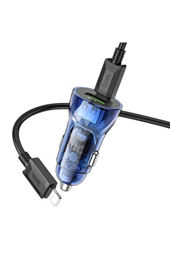 Hoco Încărcător auto Z47A, încărcare super rapidă 2xUSB PD 30W, albastru
