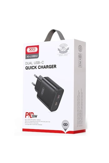 Xo Incarcator Retea (L105), 35W, 2xUSB-C, PD, Black