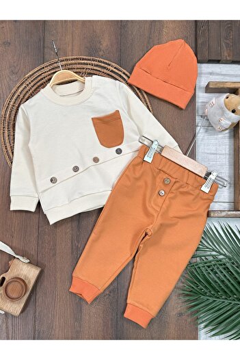 BEBENDY Button and Pocket Detailed Beret Seasonal Baby Boy Suit